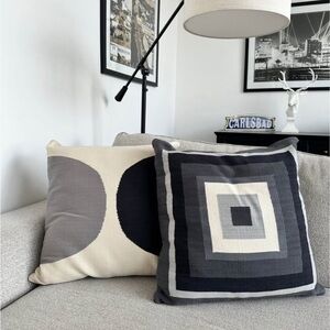 4 Large Jonathan Adler Geometric Decorative Pillow Covers Wool Reversible